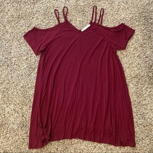 Cold shoulder maroon dress size large